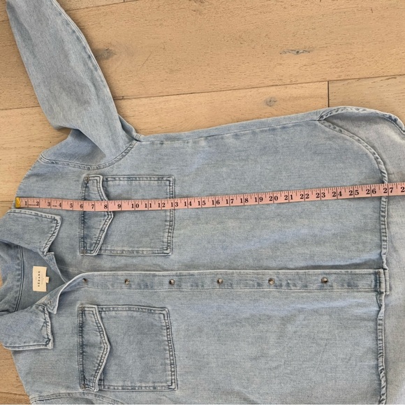 Sezane Sandrine Shirt Size 42 US 10 Snow Blue denim  Button Up Shacket - Picture 14 of 15